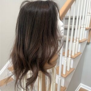 NWT dark brown balayage human hair topper.